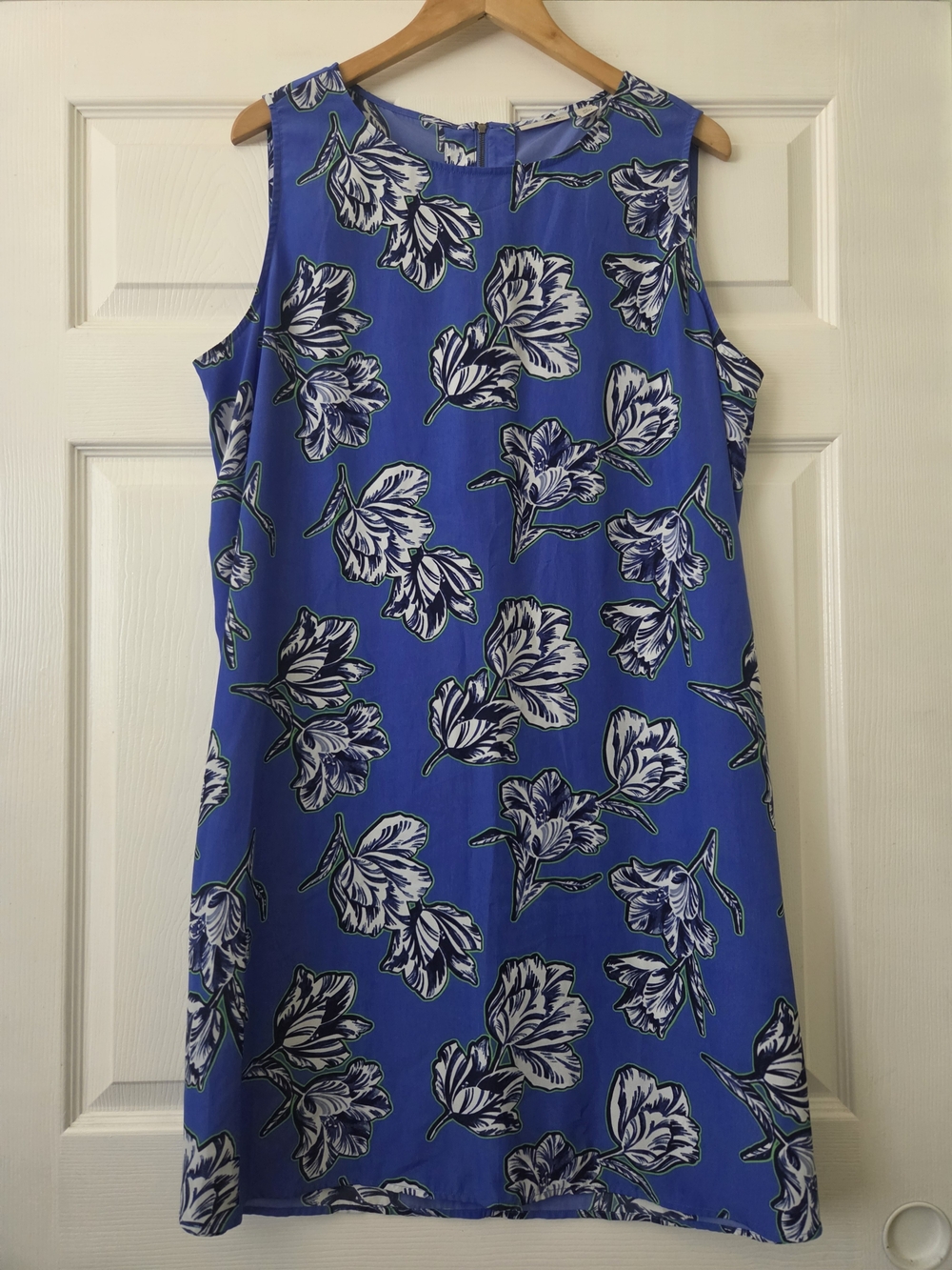 Halogen Royal Blue Floral Sleeveless Shift Dress Women's 16